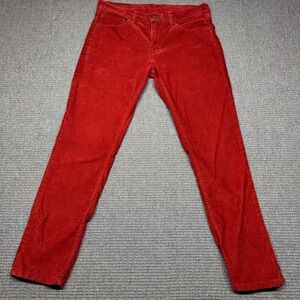 Levi Strauss Mens Red Corduroy Slim Fit Stretch Pants 32x30 5-Pocket Design